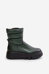 Women's Leather Ankle Boots With Zipper Insulated With Felt Dark Green Zazoo 60512