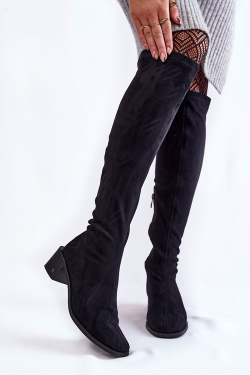 Women's Suede Over The Knee Boots Black Hessa