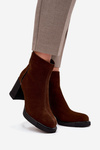 Women's Ankle Boots Made of Natural Suede on Heel Vinceza 91141 Brown