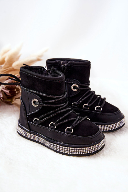 Children's Snowboots with Zircons Black Wellma