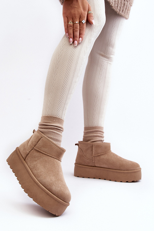 Women's Snow Boots On Platform Beige Mennja