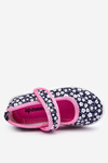 Children's Velcro Ballerinas In Print Navy Blue And Pink Selah