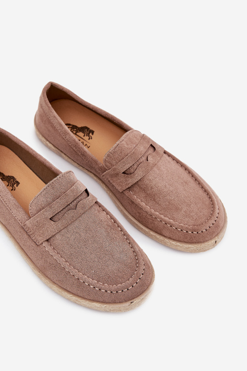 Men's Moccasins With Braiding Dark Beige Fiamar
