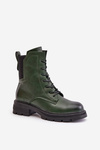 Warm Worker Boots With Zipper Green Leairae