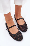 Mesh Ballet Flats With Embroidery And Decoration Black Tillilora