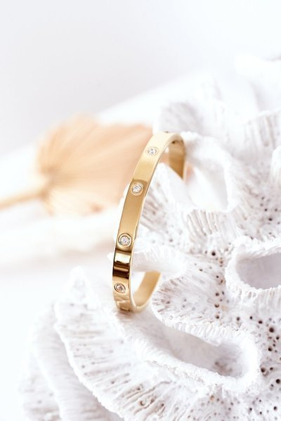 Steel Bracelet with Large Cubic Zirconia Gold