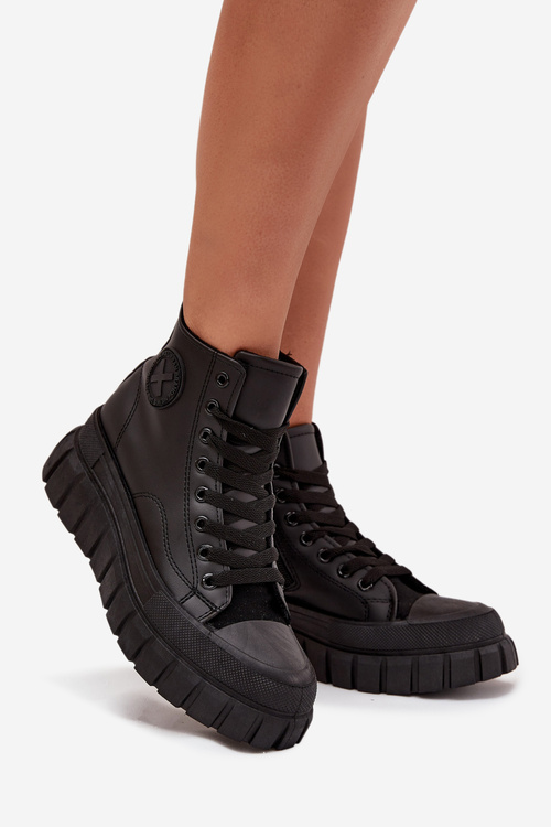 Insulated High Women's Sneakers On Platform Zipper Black Sarira