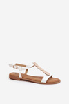 Women's Flat Sandals Made of White Eco Leather Jeritellia