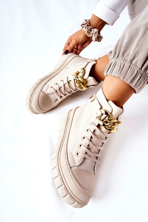 High Sneakers On A Platform Beige Standies