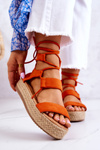 Sandały Damskie Wiązane Platforma Pomarańczowe Amrillo