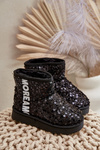 Children's Snow Boots Botki Ocieplane with Sequins Black Rebbica