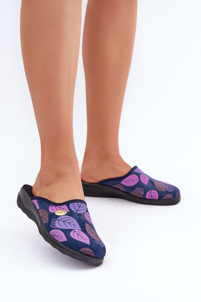 Comfortable Women's Slippers with Leaves Inblu CU00005F Dark Blue