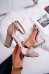 Women's Stiletto Sandals Brocade Gold Berglat
