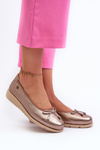Elegant women's leather ballerina flats by Maciejka P6504-25 in gold