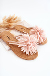 Women's Flip-flops With Fabric Ornament Light Pink Eviana