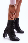 Lace-up Leather Boots on Heel Black Divani