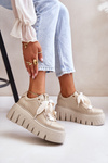 Damskie Sneakersy Masywna Podeszwa Ozdoba Beżowe CheBello 4530