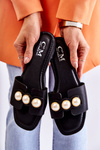 Women's Slippers With Decorative Pearls Black Tacoma