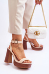 Leather Sandals On A Chunky Platform Beige Marina