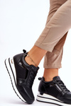 Leather Low Wedge Sports Shoes Black Braylen