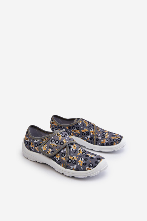 Comfortable Boy's Slippers with Velcro Befado 974Y552 Grey