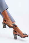 Transparent sandals on a stiletto with decorations S.Barski MR38-356 Black