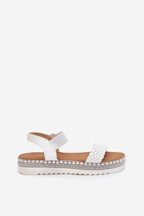 Women's Sandals With Weaving On Decorated Platform White Velara