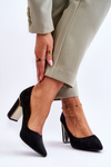 Classic Suede Pumps On A Decorative Heel Black Elizabeth 
