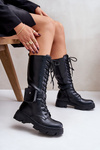 Insulated combat boots up to mid-calf with pouch black Temisza