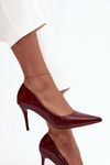 Patent eco leather women's high heels with pointed toes Bordeaux Jadira