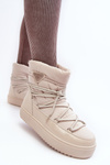 Women's Snow Boots with Platform and Tie Beige Fleure