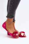 Baleriny Damskie Gumowe Kwiaty Fuksja Junikla CK298