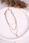 Women's Triple Necklace with Cross Gold Triple