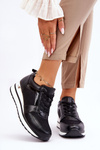 Leather Low Wedge Sports Shoes Black Braylen