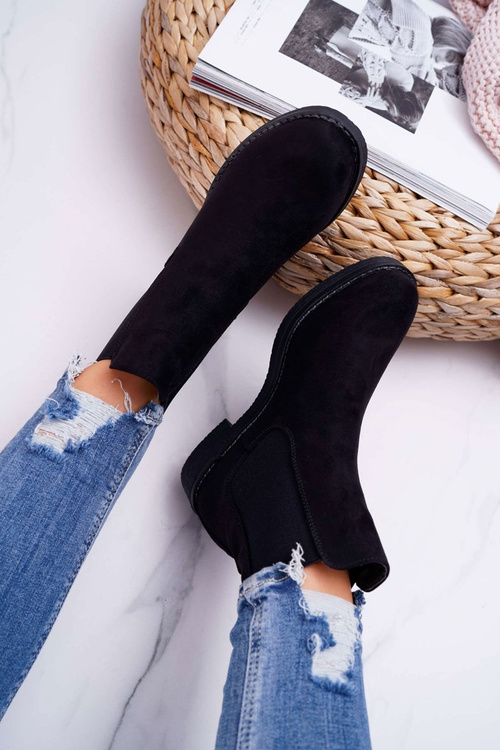 Women's Suede Stiletto Boots Black 8BT35-0585