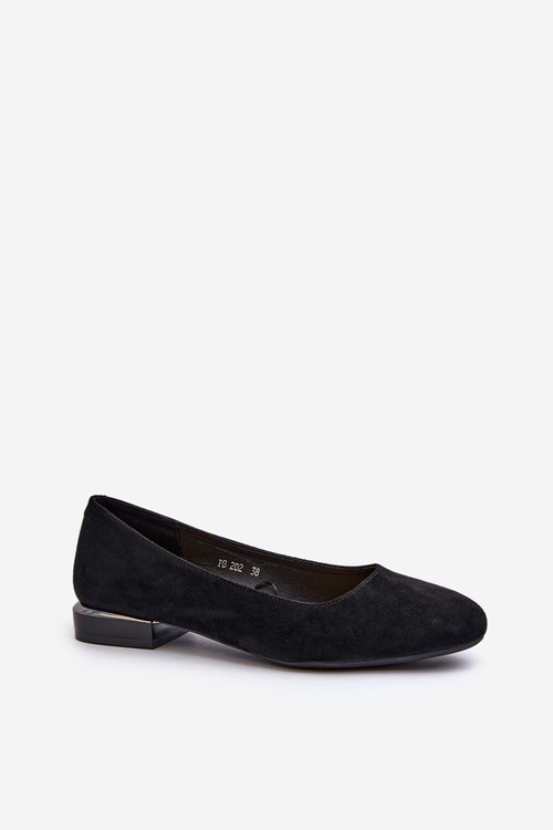Women's Ballerina Flats in Eco-Suede with Low Heel Black Sergio Leone PB202