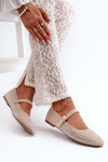 Eco Suede Ballerinas Embellished with Jet Beige Tinara