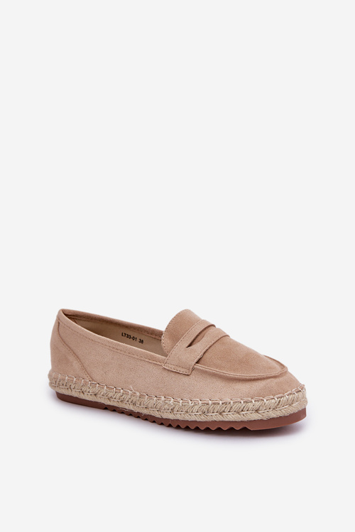 Women's espadrilles with jute weaving on flat sole beige Shilova