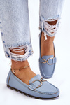 Women's Leather Loafers Light blue Downtown