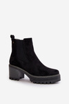 Women's Warm Ankle Boots On Heel Eco Suede Black Irissinae