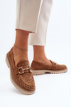 Mokasyny Ażurowe Damskie Ozdoba Camel Talesse C-380