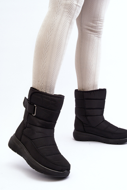 Śniegowce Damskie Ocieplane Na Rzep Czarne Jawora 823T005