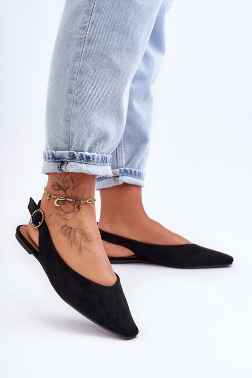 Women's Suede Ballet Flats Black Kenra