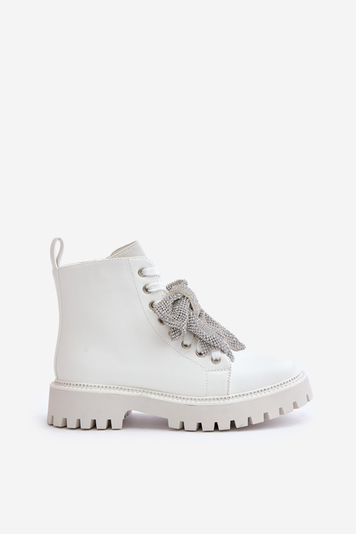 Botki Kokarda Damskie Białe Ocenttia