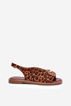 Flat Sandals With Decoration Leopard Brown Haliones