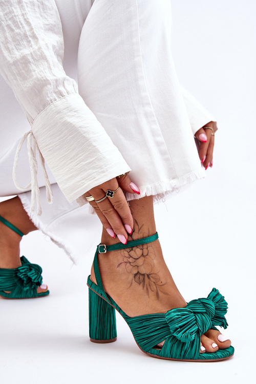 Fashionable Sandals With A Bow On Heels Green Callum