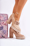 Fashionable Pumps On The Platform And A Pillar Lewski Shoes 3197 Beige
