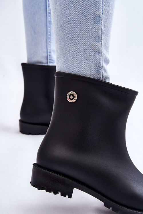 Women's Classic Slip-On Rain Boots Black Floriana