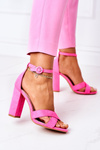 Neon Fuchsia Destino Suede Stiletto Sandals