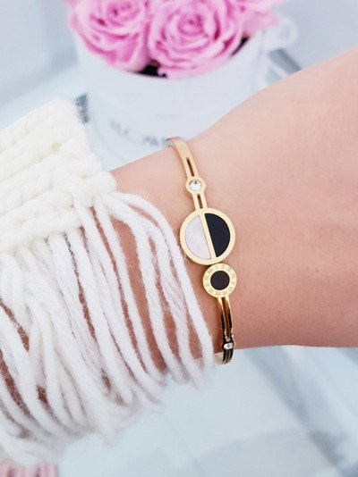 Women's Steel Bracelet Roman Zircons Numbers Gold Vega